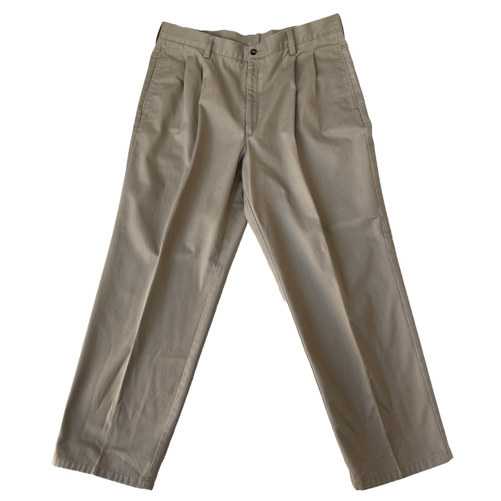 Austin Clothing Men's Beige Khaki Casual Pants 38 x 29 Pleated Front No Cuffs